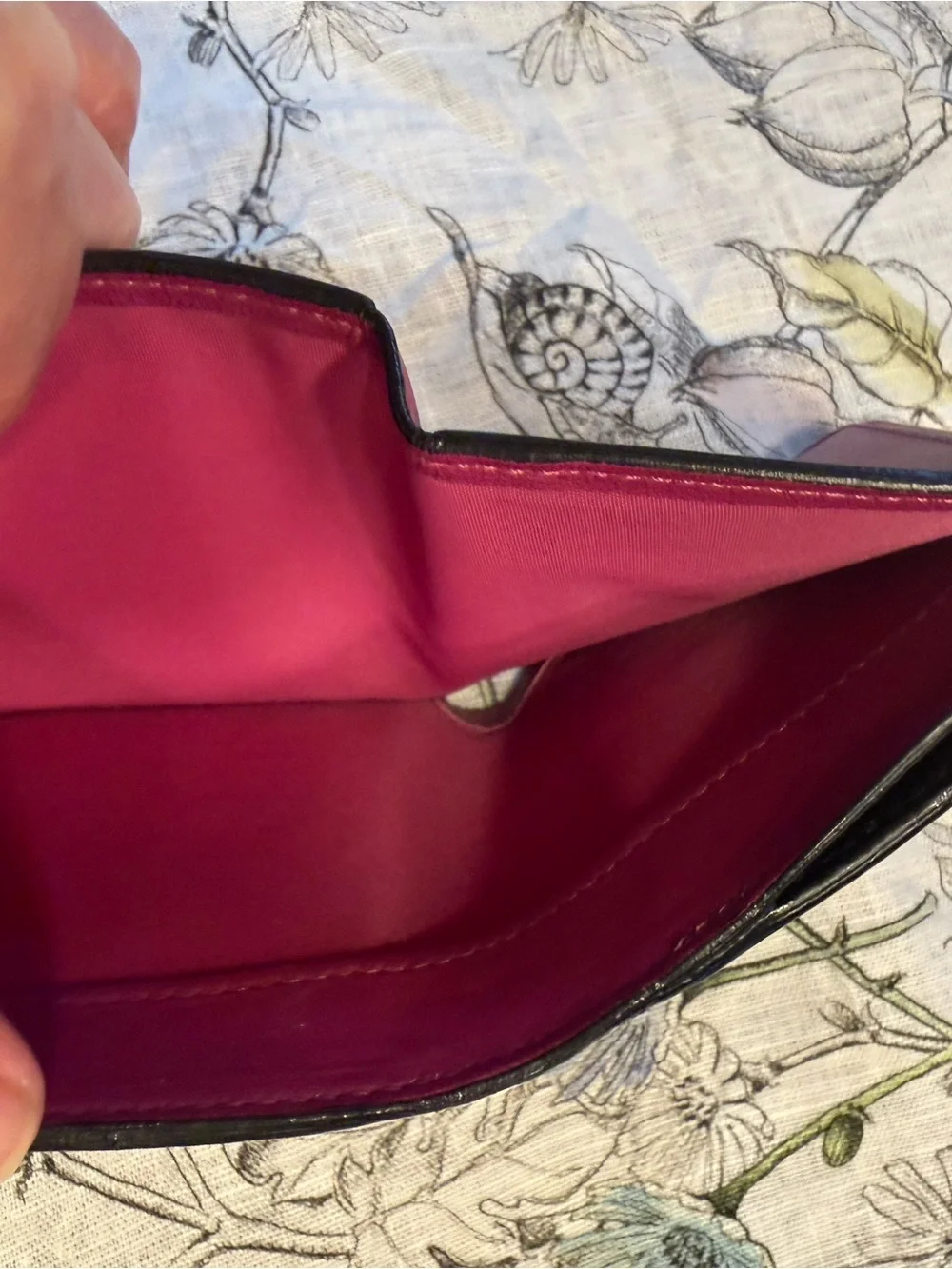 Christian Dior Black & Fuchsia Leather Wallet with Gold Logo